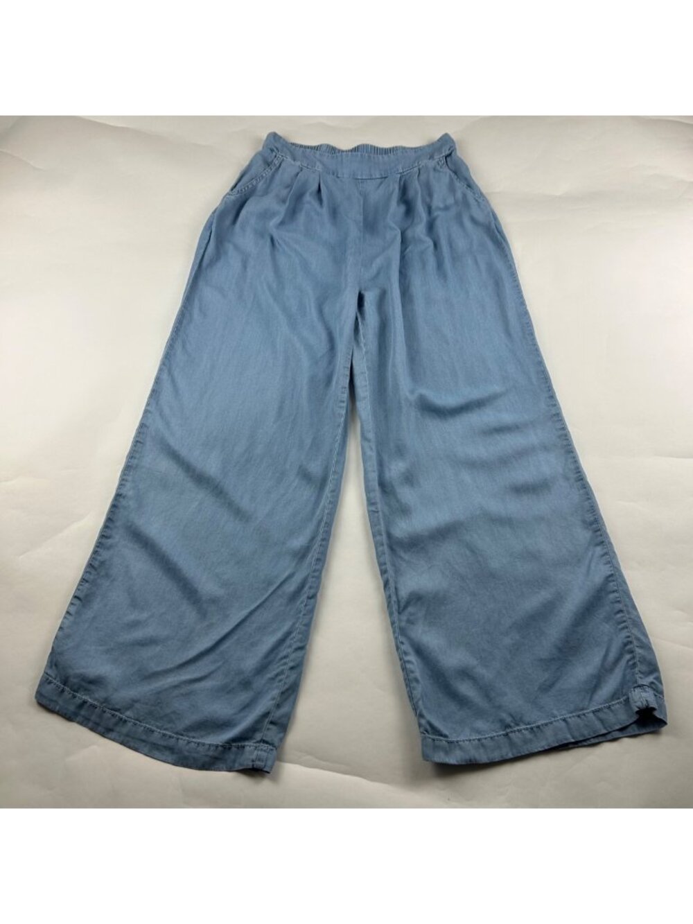Haute Monde Light Blue Chambray Denim Tencel Wide Leg Pant L
